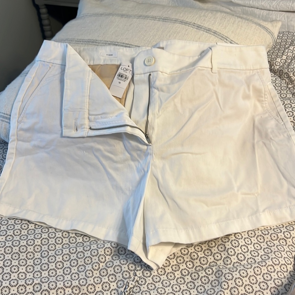 Loft white cotton shorts.Plus size